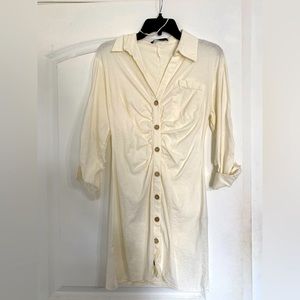 Zara Linen Ruched Front White